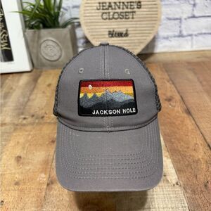 Jackson Hole Snapback Trucker Hat Gray One Size Adjustable Embroidered Blue84